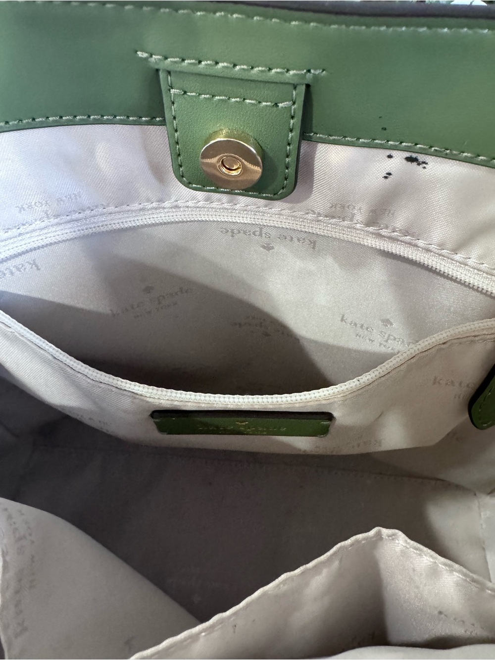 🍃Kate Spade Sage Green Juliette Medium Bucket Bag Pebbled Leather - Picture 9 of 13